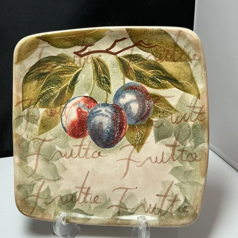 Set of Tabletops Unlimited Mixed Fruits Square Salad Plates 8 1/2